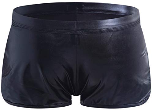 Verano Pantalones cortos de vinilo para hombre, aspecto mojado Negro S
