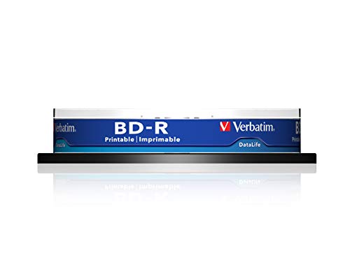 Verbatim 43804 - Discos Blu Ray BD-R de 25 GB, Imprimibles, Inyeccion de tinta, Vel. Max. 6x