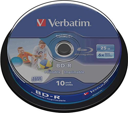 Verbatim 43804 - Discos Blu Ray BD-R de 25 GB, Imprimibles, Inyeccion de tinta, Vel. Max. 6x Verbatim 43804 - Discos Blu Ray BD-R de 25 GB, Imprimibles, Inyeccion de tinta, Vel. Max. 6x