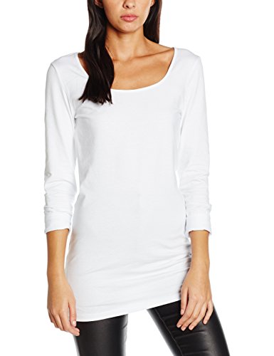 VERO MODA VMMAXI MY LS SOFT LONG U-NECK NOOS, Camisa Manga Larga Mujer, Blanco (Bright White), 38 (Talla del fabricante: Medium)