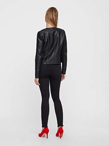 Vero Moda Vmria FAV Short Faux Leather Jacket Noos Chaqueta, Negro (Black Black), 44 (Talla del fabricante: X-Large) para Mujer