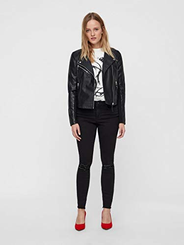 Vero Moda Vmria FAV Short Faux Leather Jacket Noos Chaqueta, Negro (Black Black), 44 (Talla del fabricante: X-Large) para Mujer