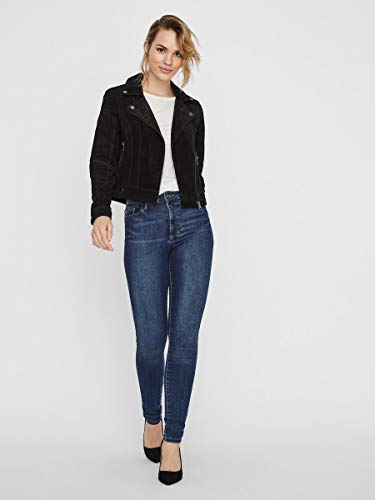 Vero Moda Vmroycesalon Short Suede Jacket Noos Chaqueta de Cuero, Black, XS para Mujer