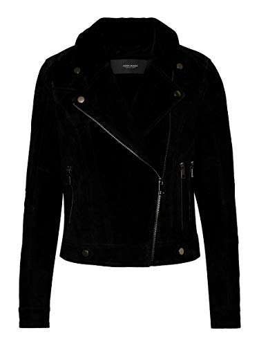 Vero Moda Vmroycesalon Short Suede Jacket Noos Chaqueta de Cuero, Black, XS para Mujer