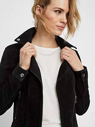 Vero Moda Vmroycesalon Short Suede Jacket Noos Chaqueta de Cuero, Black, XS para Mujer