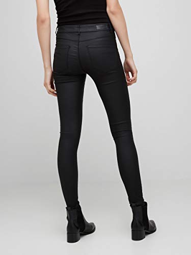 Vero Moda Vmseven NW SS Smooth Coated Pants Noos Pantalones, Negro (Black Detail:Coated), 40 /L30 (Talla del Fabricante: Large) para Mujer