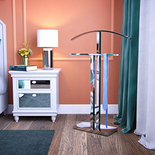 Versa 18790190 Galán de Noche Moderno Multifuncional con 2 Perchas o Colgadores para Ropa, Haya, Plateado, 100 x 20 x 40 cm Versa 18790190 Galán de Noche Moderno Multifuncional con 2 Perchas o Colgadores para Ropa, Haya, Plateado, 100 x 20 x 40 cm
