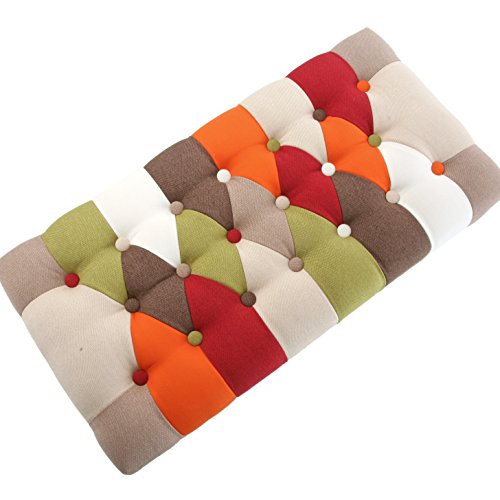 Versa Red Patchwork Banco pie de Cama Taburete, Madera y Algodón, Rojo, Verde, Naranja y Beige, 45 x 40 x 80 cm Versa Red Patchwork Banco pie de Cama Taburete, Madera y Algodón, Rojo, Verde, Naranja y Beige, 45 x 40 x 80 cm