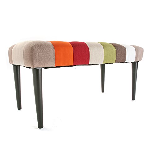 Versa Red Patchwork Banco pie de Cama Taburete, Madera y Algodón, Rojo, Verde, Naranja y Beige, 45 x 40 x 80 cm Versa Red Patchwork Banco pie de Cama Taburete, Madera y Algodón, Rojo, Verde, Naranja y Beige, 45 x 40 x 80 cm