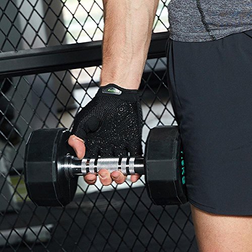 VERTAST - Guantes de gimnasio con agarre acolchado sin dedos para levantamiento de pesas, entrenamiento combinado, ciclismo, para mujer y hombre, Mujer, color negro, tamaño medium VERTAST - Guantes de gimnasio con agarre acolchado sin dedos para levantamiento de pesas, entrenamiento combinado, ciclismo, para mujer y hombre, Mujer, color negro, tamaño medium