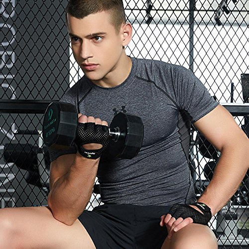 VERTAST - Guantes de gimnasio con agarre acolchado sin dedos para levantamiento de pesas, entrenamiento combinado, ciclismo, para mujer y hombre, Mujer, color negro, tamaño medium VERTAST - Guantes de gimnasio con agarre acolchado sin dedos para levantamiento de pesas, entrenamiento combinado, ciclismo, para mujer y hombre, Mujer, color negro, tamaño medium