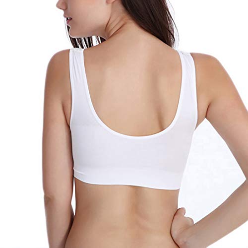 Vertvie Womens Strech sin aros Push up Yoga Sports BH Bra Top Set Fuer Fitness Fitness Fitness Acolchado Pack de 3 Blanco, piel y gris claro. M