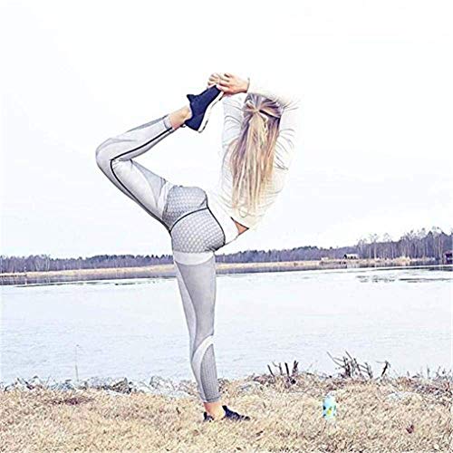 vesliya Yoga Sports Leggings, Womens 3D Print Skinny Workout Gym Training Cropped Pants Gray S