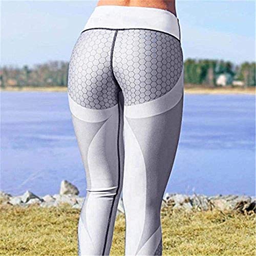 vesliya Yoga Sports Leggings, Womens 3D Print Skinny Workout Gym Training Cropped Pants Gray S