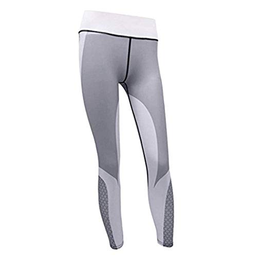 vesliya Yoga Sports Leggings, Womens 3D Print Skinny Workout Gym Training Cropped Pants Gray S