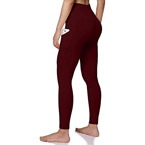 vesliya Yoga Sports Leggings, Womens 3D Print Skinny Workout Gym Training Cropped Pants Style-b-Wine XL