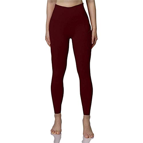 vesliya Yoga Sports Leggings, Womens 3D Print Skinny Workout Gym Training Cropped Pants Style-b-Wine XL