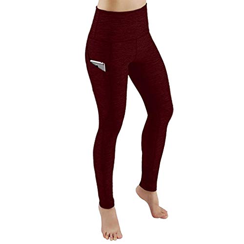 vesliya Yoga Sports Leggings, Womens 3D Print Skinny Workout Gym Training Cropped Pants Style-b-Wine XL