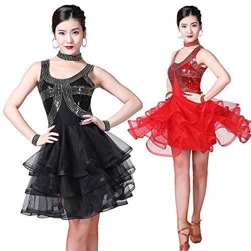 Vestido Baile Latino,Vestido Baile Latino NiñA,Mujer Maillot Danza CláSica Falda Vestido Danza ContemporáNea Tango DiseñO De Costura,Adecuado para Ropa De Baile Latino para Mujer