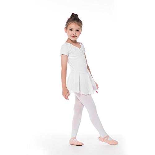 Vestido de Ballet Maillot de Danza Gimnasia Leotardo Algodón Body Clásico para Niña Blanco 110