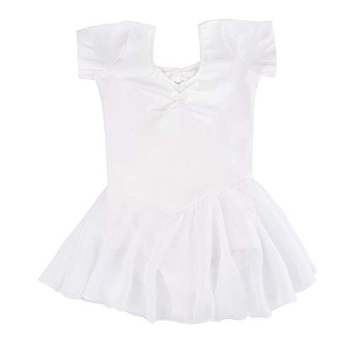 Vestido de Ballet Maillot de Danza Gimnasia Leotardo Algodón Body Clásico para Niña Blanco 110 Vestido de Ballet Maillot de Danza Gimnasia Leotardo Algodón Body Clásico para Niña Blanco 110