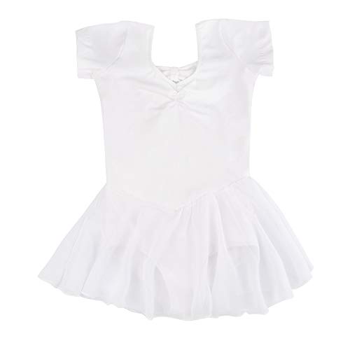 Vestido de Ballet Maillot de Danza Gimnasia Leotardo Algodón Body Clásico para Niña Blanco 110