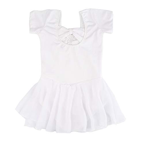 Vestido de Ballet Maillot de Danza Gimnasia Leotardo Algodón Body Clásico para Niña Blanco 110