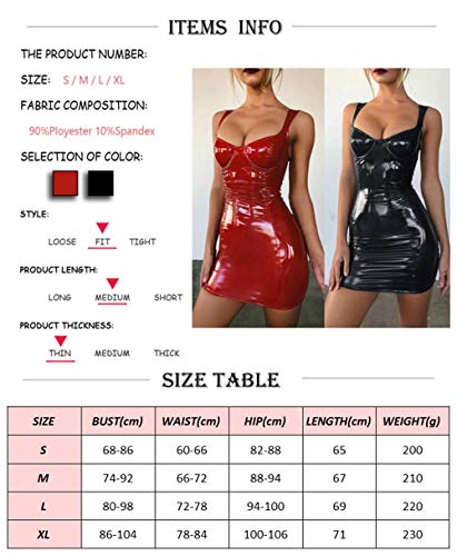 Vestido de Cuero,DOTBUY Mujer Vestido de Charol Sexy Vestido de Club Ropa Erotica Falda de Charol Latex Body Picardias Bodycon Erótico Clubwear Wetlook