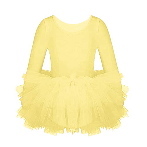 Vestido de Danza Ballet Manga Larga para Niña Maillot de Gimnasia Rítmica con Falda Tul Leotardo Elástico de Baile Disfraz de Bailarina Traje de Ballet, 4-5 Años Vestido de Danza Ballet Manga Larga para Niña Maillot de Gimnasia Rítmica con Falda Tul Leotardo Elástico de Baile Disfraz de Bailarina Traje de Ballet, 4-5 Años
