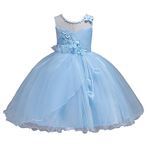 Vestido de Fiesta para Niños Lovely Fancy Junior Flower Girl Dress Sin mangas Floral Rose Tul Princesa Vestidos Chicas Tutu Bow Vestido de boda Fiesta de cumpleaños Cumpleaños Dama de honor Boda Fiest