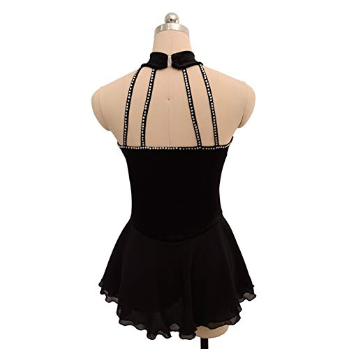 Vestido de patinaje artístico, maillot de gimnasia rítmica para niños, adultos, para competición, negro, XXL