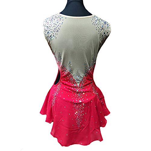 Vestido de Patinaje artístico para Mujer niña Maillots de competición Profesional sin Mangas y Transpirables de Secado rápido,Rojo,16 Vestido de Patinaje artístico para Mujer niña Maillots de competición Profesional sin Mangas y Transpirables de Secado rápido,Rojo,16