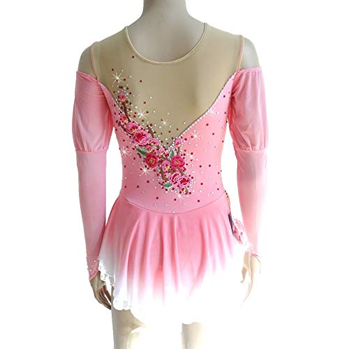 Vestido de Patinaje artístico para niñas, Mujer, Rendimiento, Manga Larga, Ropa de competición, Transpirable, de Alta Elasticidad, cómodo, Hecho a Mano, clásico,Rosado,16 Vestido de Patinaje artístico para niñas, Mujer, Rendimiento, Manga Larga, Ropa de competición, Transpirable, de Alta Elasticidad, cómodo, Hecho a Mano, clásico,Rosado,16
