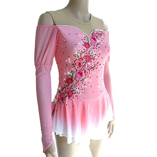 Vestido de Patinaje artístico para niñas, Mujer, Rendimiento, Manga Larga, Ropa de competición, Transpirable, de Alta Elasticidad, cómodo, Hecho a Mano, clásico,Rosado,16 Vestido de Patinaje artístico para niñas, Mujer, Rendimiento, Manga Larga, Ropa de competición, Transpirable, de Alta Elasticidad, cómodo, Hecho a Mano, clásico,Rosado,16