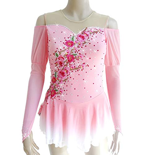 Vestido de Patinaje artístico para niñas, Mujer, Rendimiento, Manga Larga, Ropa de competición, Transpirable, de Alta Elasticidad, cómodo, Hecho a Mano, clásico,Rosado,16 Vestido de Patinaje artístico para niñas, Mujer, Rendimiento, Manga Larga, Ropa de competición, Transpirable, de Alta Elasticidad, cómodo, Hecho a Mano, clásico,Rosado,16