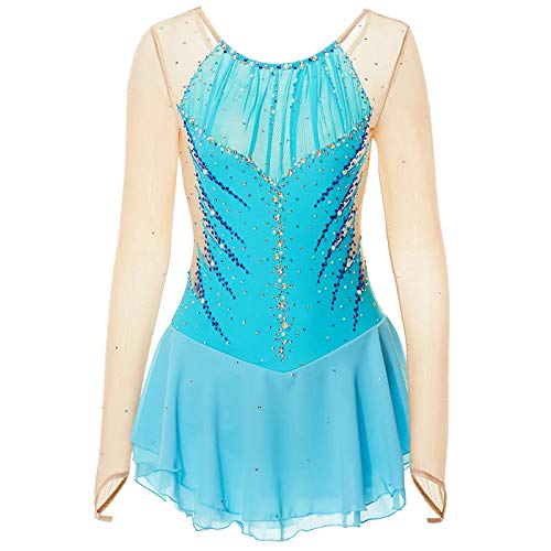 Vestido de Patinaje artístico para niñas, Mujeres, clásico, Transpirable, para competición, Ropa de Rendimiento, Alta Elasticidad, Manga Larga, Hecho a Mano,Azul,XL Vestido de Patinaje artístico para niñas, Mujeres, clásico, Transpirable, para competición, Ropa de Rendimiento, Alta Elasticidad, Manga Larga, Hecho a Mano,Azul,XL