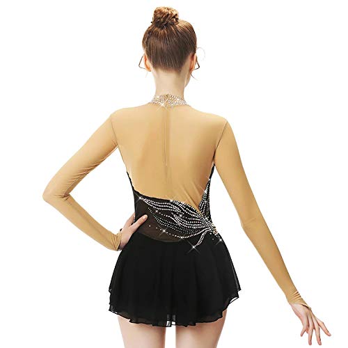 Vestido de Patinaje artístico para niñas, Mujeres Traje de Hielo Ropa de Competencia de Rendimiento Alta Elasticidad Clásico Cómodo,Negro,10 Vestido de Patinaje artístico para niñas, Mujeres Traje de Hielo Ropa de Competencia de Rendimiento Alta Elasticidad Clásico Cómodo,Negro,10