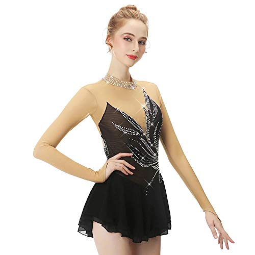 Vestido de Patinaje artístico para niñas, Mujeres Traje de Hielo Ropa de Competencia de Rendimiento Alta Elasticidad Clásico Cómodo,Negro,10 Vestido de Patinaje artístico para niñas, Mujeres Traje de Hielo Ropa de Competencia de Rendimiento Alta Elasticidad Clásico Cómodo,Negro,10
