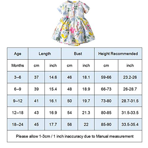 Vestido Niña Ropa Bebé Vestidos Manga Corta Princesa ReciéN Nacida Verano Flor Impreso Traje Flor 12-18 Meses