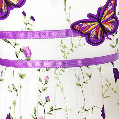 Vestido para niña Morado Mariposa Flor Sol Fiesta 9-10 años