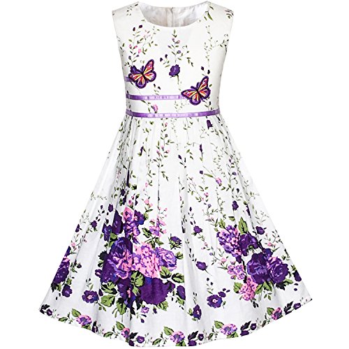 Vestido para niña Morado Mariposa Flor Sol Fiesta 9-10 años Vestido para niña Morado Mariposa Flor Sol Fiesta 9-10 años