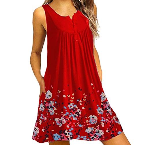 Vestido Verano Mujer Casual Vestido De Botón de Impresión Floral Tallas Grandes Vestido Recto De Simple Y Suelto Vestidos Verano Mujer Playa URIBAKY …