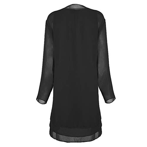 Vestidos Conjuntos ღSUNNSEANღ Chaqueta Vestidos Elegante Color Liso Casual Vestido de 2 Piezas, Manga Larga, con Paneles de Gasa Vestidos de Oficina Faldas Abrigos Mujer Blazer Vestido de Fiestas