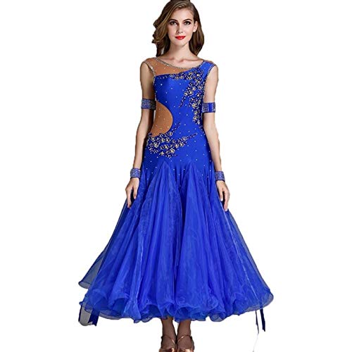 Vestidos De Baile De Baile Vestidos De Baile Traje Vienés Vestido De Vals Largos Vestido De Salón De Baile Largo Vestido Español De Trajes De Tango (Color : Royal Blue, Size : XL)