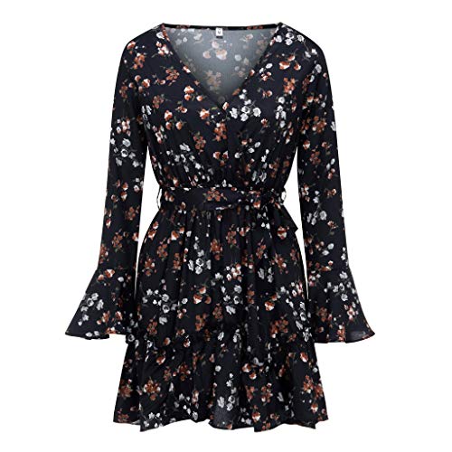 Vestidos De Mujer De Fiesta Elegante Imprimir Floral Vestido Floral con Volantes A LíNea Casual Vestido Cruzado Manga Larga Columpio Plisado Vestido Mini Patinador con CinturóN Vestidos De Mujer De Fiesta Elegante Imprimir Floral Vestido Floral con Volantes A LíNea Casual Vestido Cruzado Manga Larga Columpio Plisado Vestido Mini Patinador con CinturóN