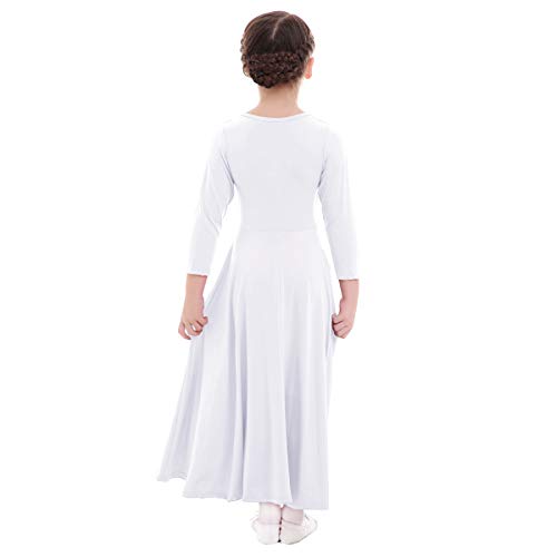 Vestidos Mujer Casual Litúrgico Manga Larga Leotardo Gimnasia Vestido de Ballet Flamenco Maillot Niña Blanco 13-14 Años