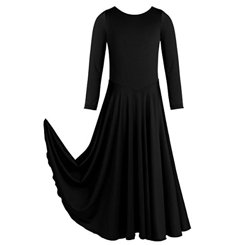 Vestidos Mujer Casual Litúrgico Manga Larga Leotardo Gimnasia Vestido de Ballet Flamenco Maillot Niña Negro 3-4 Años