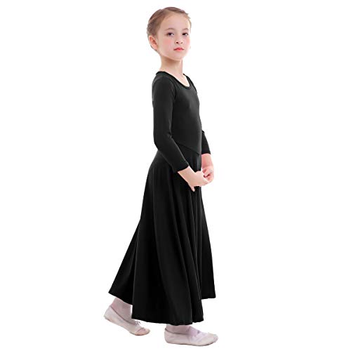 Vestidos Mujer Casual Litúrgico Manga Larga Leotardo Gimnasia Vestido de Ballet Flamenco Maillot Niña Negro 3-4 Años