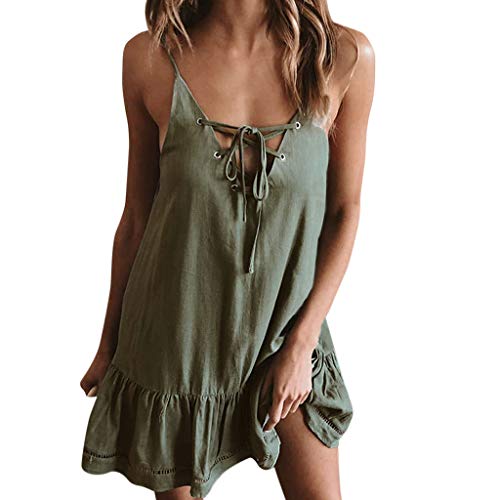 Vestidos Mujer Verano Vestido Halter Sexy Correa con Vestido sin Tirantes en la Espalda con Volantes Fiesta Coctel Vestidos Playa Mujeres Slim Fit Casual riou Vestidos Mujer Verano Vestido Halter Sexy Correa con Vestido sin Tirantes en la Espalda con Volantes Fiesta Coctel Vestidos Playa Mujeres Slim Fit Casual riou
