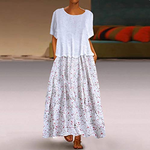 Vestidos Playeros Mujer Casual Tallas Grandes Mujeres Vintage Retro Impreso Falso De Dos Piezas De Manga Larga O-Cuello Maxi Vestidos Vestidos Playeros Mujer Casual Tallas Grandes Mujeres Vintage Retro Impreso Falso De Dos Piezas De Manga Larga O-Cuello Maxi Vestidos